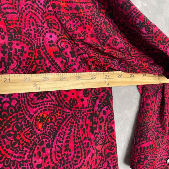 Catherines Floral Printed Button Front Tunic Womens 2X Red Pink Black Boho - Picture 6 of 8